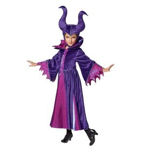 Maleficent Costume Dress & Headpiece Girls Kids Halloween‎ Cosplay